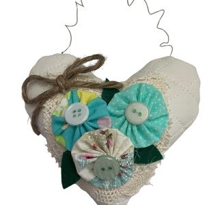 Handcrafted Heart-Shaped Fabric Ornament